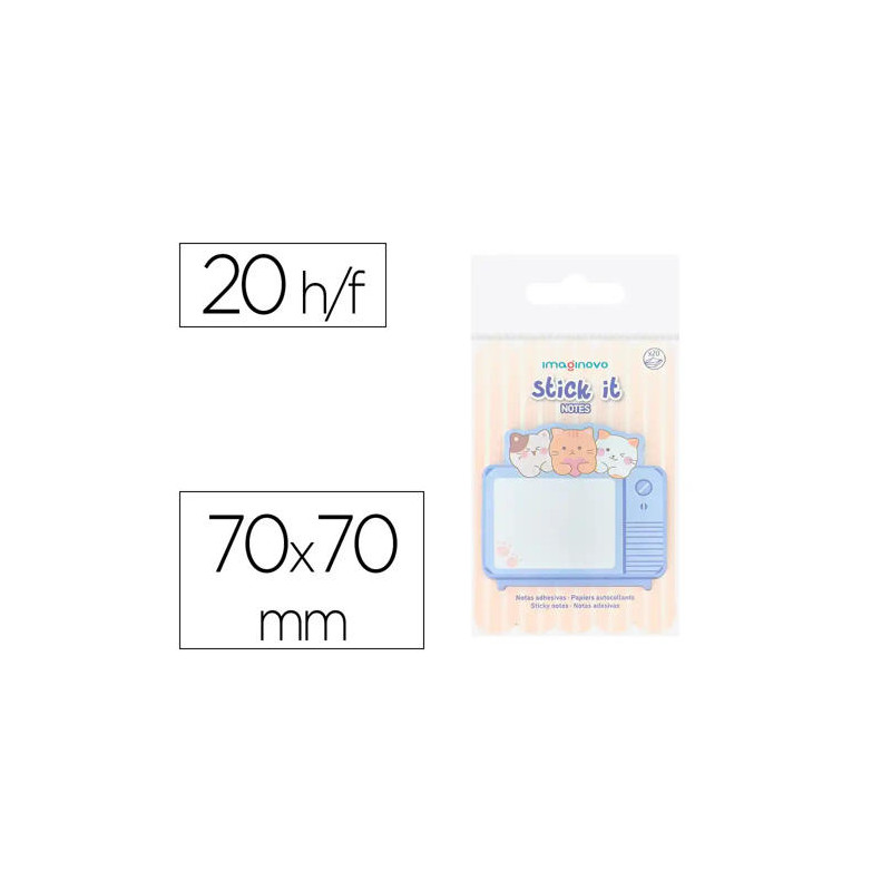 BLOC NOTAS ADHESIVAS IMAGINOVO MEOW 20 HOJAS TELEVISION 70X70 MM
