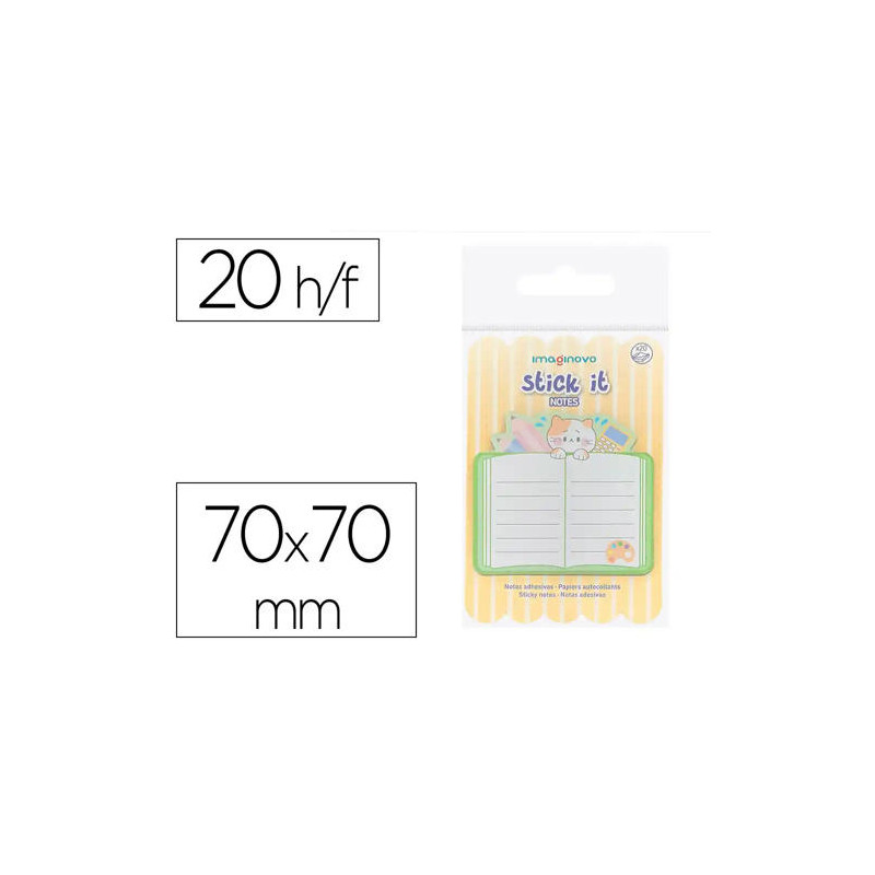 BLOC NOTAS ADHESIVAS IMAGINOVO MEOW 20 HOJAS CUADERNO 70X70 MM