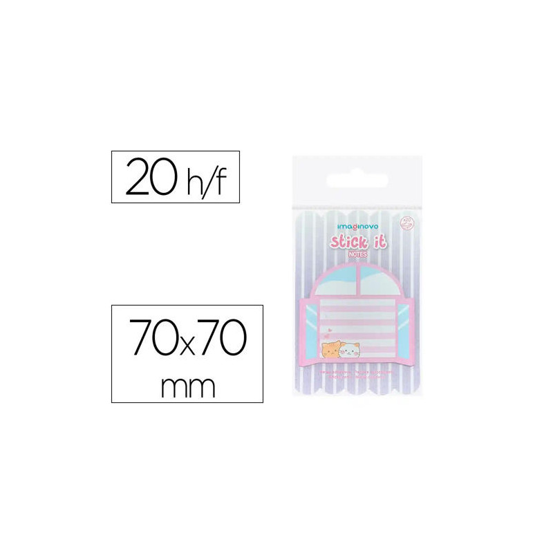 BLOC NOTAS ADHESIVAS IMAGINOVO MEOW 20 HOJAS VENTANA 70X70 MM