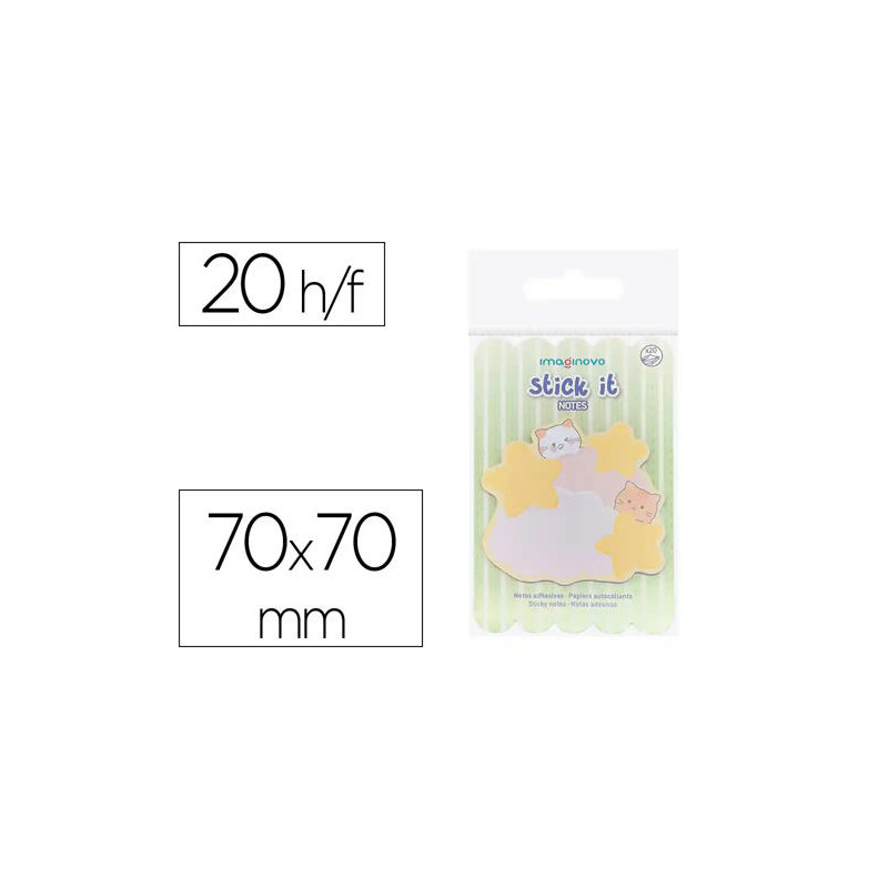 BLOC NOTAS ADHESIVAS IMAGINOVO MEOW 20 HOJAS NUBES 70X70 MM