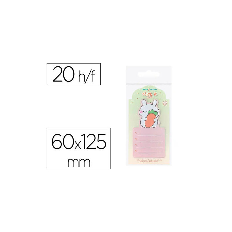 BLOC NOTAS ADHESIVAS IMAGINOVO BUNNY CON SOPORTE 20 HOJAS NARANJA 60X125 MM