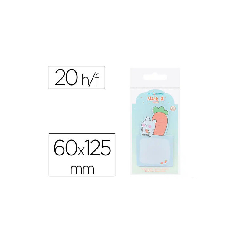 BLOC NOTAS ADHESIVAS IMAGINOVO BUNNY CON SOPORTE 20 HOJAS AZUL 60X125 MM