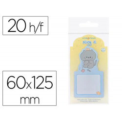 BLOC NOTAS ADHESIVAS IMAGINOVO BUNNY CON SOPORTE 20 HOJAS GATO AZUL 60X125 MM