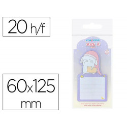 BLOC NOTAS ADHESIVAS IMAGINOVO BUNNY CON SOPORTE 20 HOJAS MORADO 60X125 MM