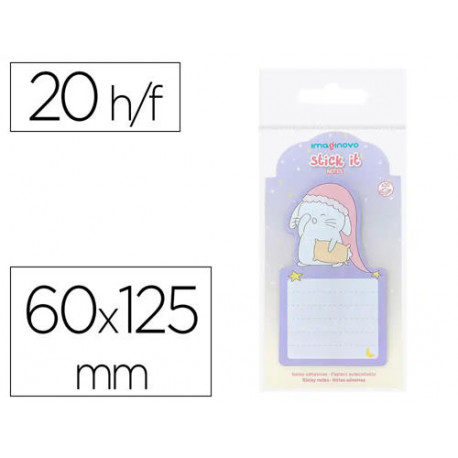 BLOC NOTAS ADHESIVAS IMAGINOVO BUNNY CON SOPORTE 20 HOJAS MORADO 60X125 MM