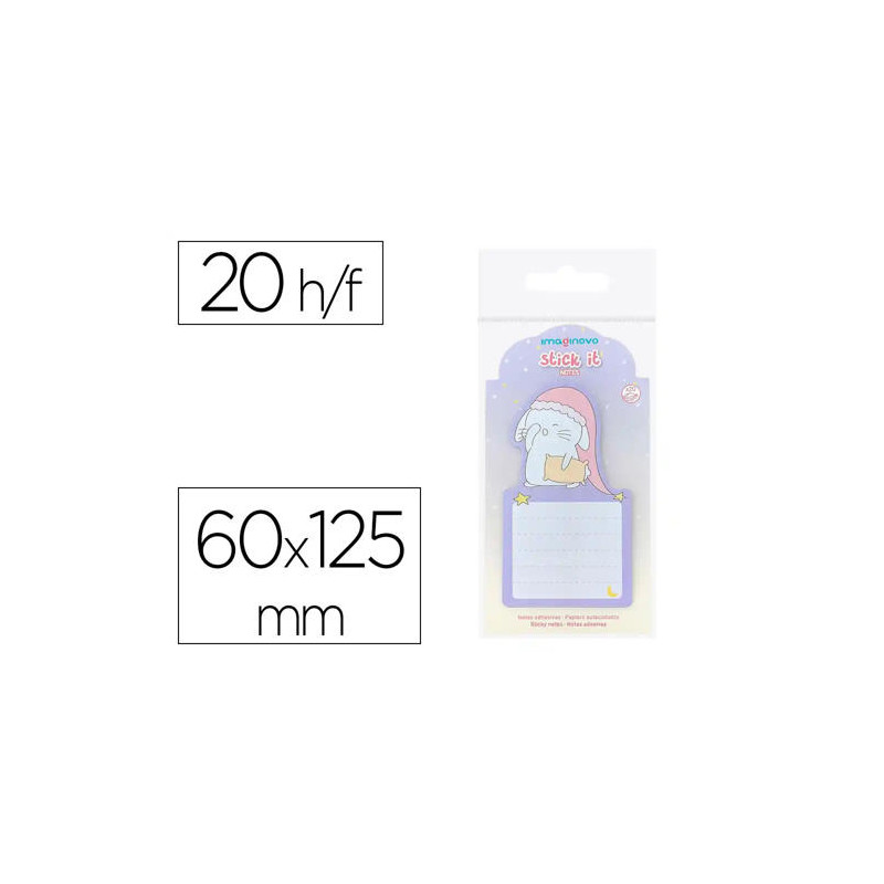 BLOC NOTAS ADHESIVAS IMAGINOVO BUNNY CON SOPORTE 20 HOJAS MORADO 60X125 MM
