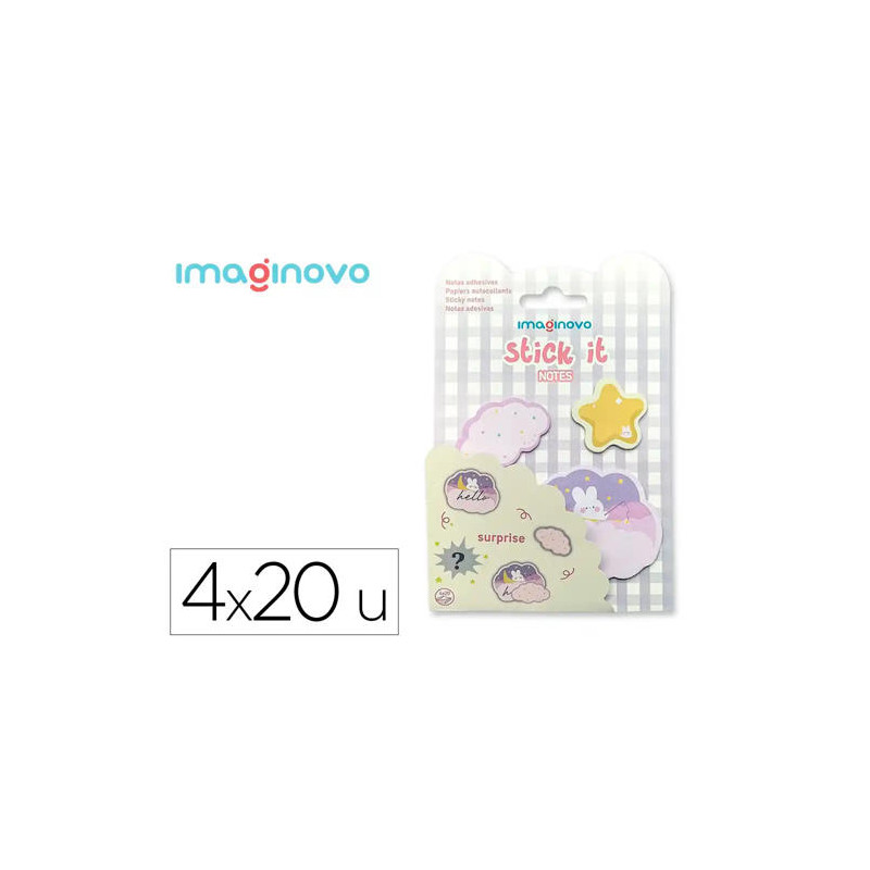 BLOC NOTAS ADHESIVAS IMAGINOVO SURPRISE PEGATINA SORPRESA 20 HOJAS TAMAÑOS SURTIDOS MORADO