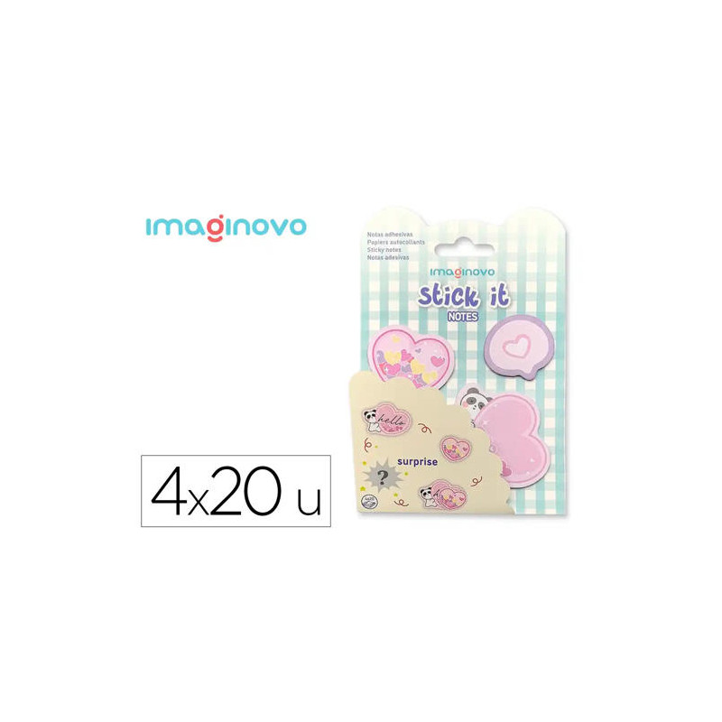 BLOC NOTAS ADHESIVAS IMAGINOVO SURPRISE PEGATINA SORPRESA 20 HOJAS TAMAÑOS SURTIDOS AZUL