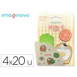BLOC NOTAS ADHESIVAS IMAGINOVO SURPRISE PEGATINA SORPRESA 20 HOJAS TAMAÑOS SURTIDOS AMARILLO
