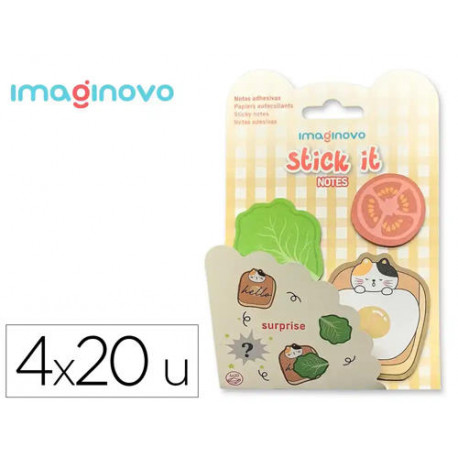 BLOC NOTAS ADHESIVAS IMAGINOVO SURPRISE PEGATINA SORPRESA 20 HOJAS TAMAÑOS SURTIDOS AMARILLO
