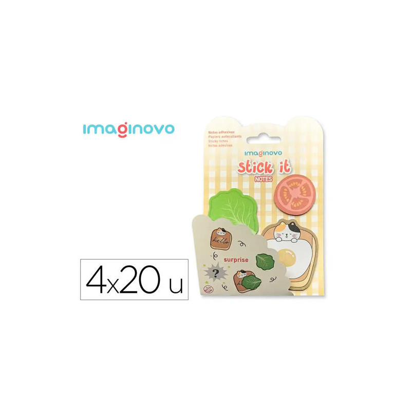 BLOC NOTAS ADHESIVAS IMAGINOVO SURPRISE PEGATINA SORPRESA 20 HOJAS TAMAÑOS SURTIDOS AMARILLO