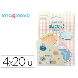 BLOC NOTAS ADHESIVAS IMAGINOVO SURPRISE PEGATINA SORPRESA 20 HOJAS TAMAÑOS SURTIDOS ROJO