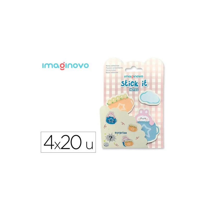 BLOC NOTAS ADHESIVAS IMAGINOVO SURPRISE PEGATINA SORPRESA 20 HOJAS TAMAÑOS SURTIDOS ROJO