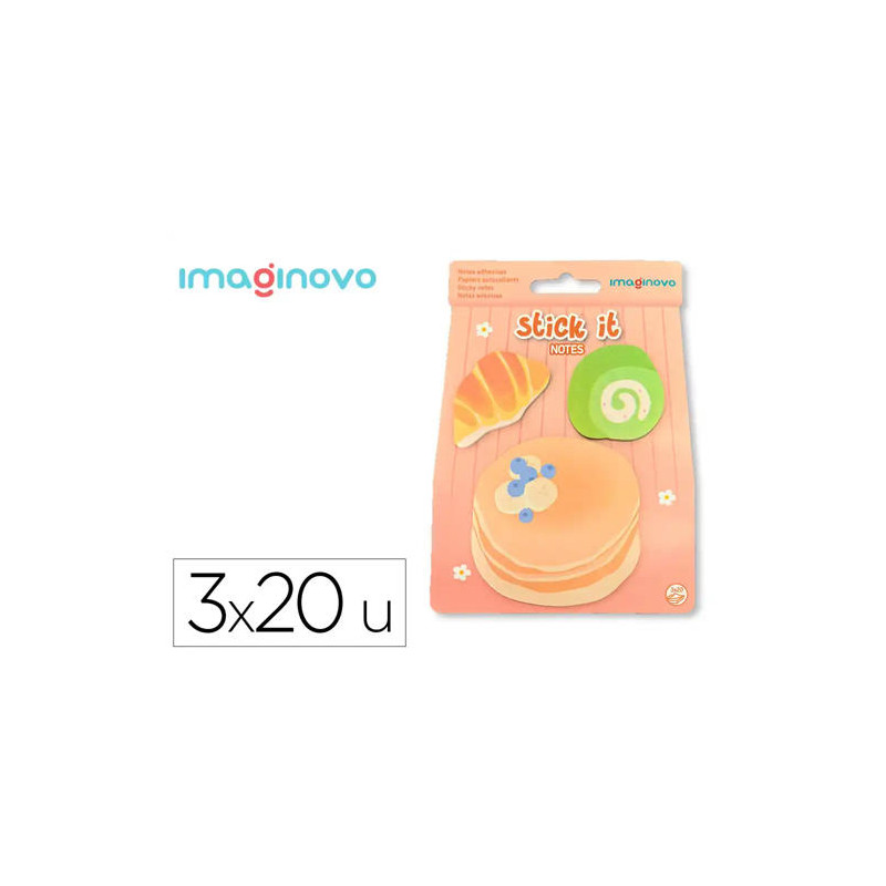 BLOC NOTAS ADHESIVAS IMAGINOVO FOODIES TORTITAS 20 HOJAS TAMAÑOS SURTIDOS