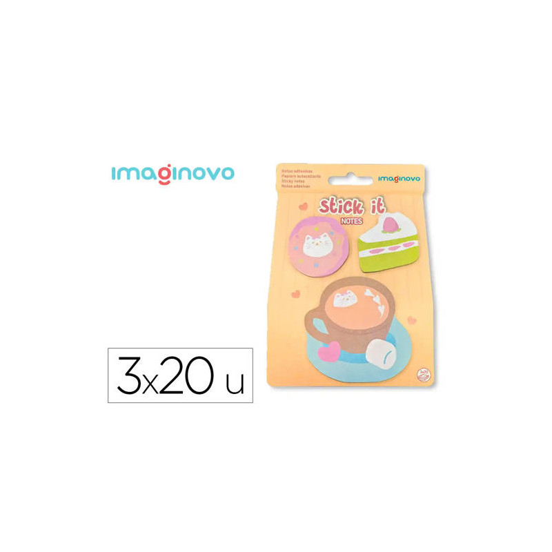 BLOC NOTAS ADHESIVAS IMAGINOVO FOODIES CAFE 20 HOJAS TAMAÑOS SURTIDOS