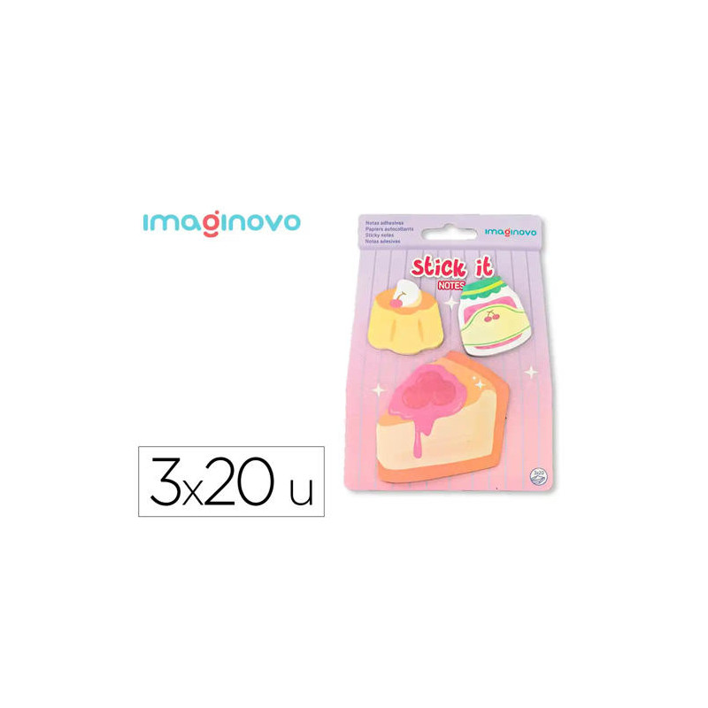 BLOC NOTAS ADHESIVAS IMAGINOVO FOODIES TARTA 20 HOJAS TAMAÑOS SURTIDOS