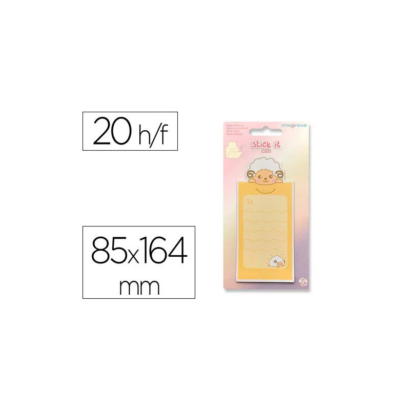 BLOC NOTAS ADHESIVAS IMAGINOVO LETTER CON MENSAJE TRASERO CABRA 20 HOJAS 85X164 MM