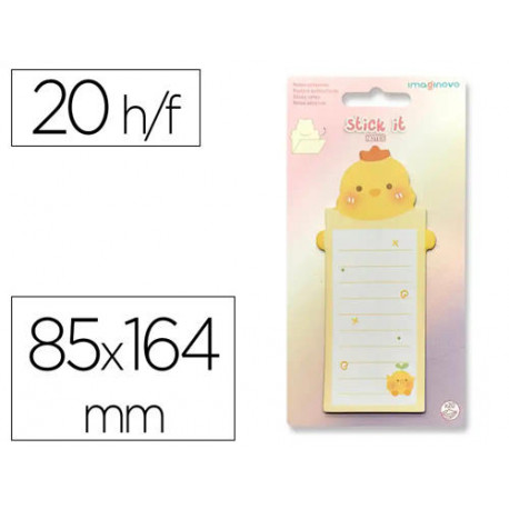 BLOC NOTAS ADHESIVAS IMAGINOVO LETTER CON MENSAJE TRASERO POLLITO 20 HOJAS 85X164 MM