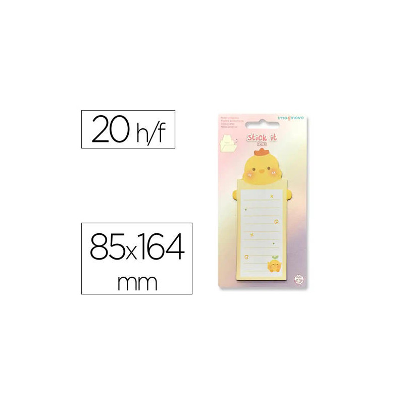 BLOC NOTAS ADHESIVAS IMAGINOVO LETTER CON MENSAJE TRASERO POLLITO 20 HOJAS 85X164 MM