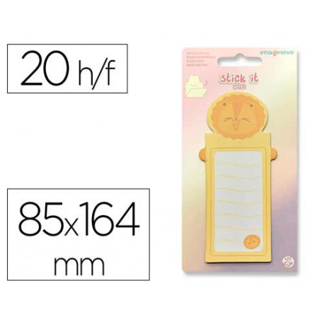 BLOC NOTAS ADHESIVAS IMAGINOVO LETTER CON MENSAJE TRASERO LEON 20 HOJAS 85X164 MM
