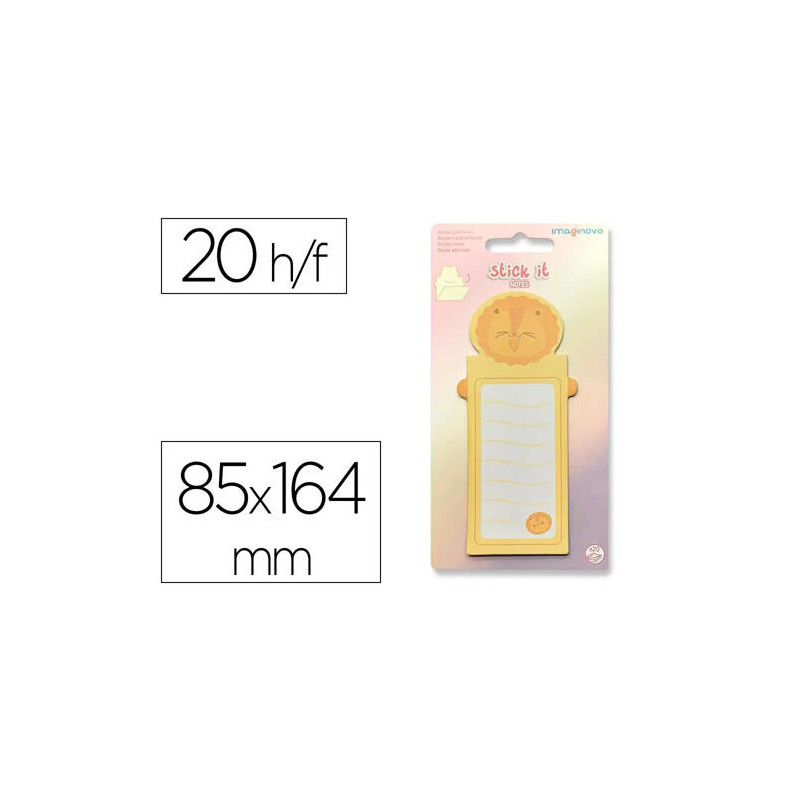 BLOC NOTAS ADHESIVAS IMAGINOVO LETTER CON MENSAJE TRASERO LEON 20 HOJAS 85X164 MM