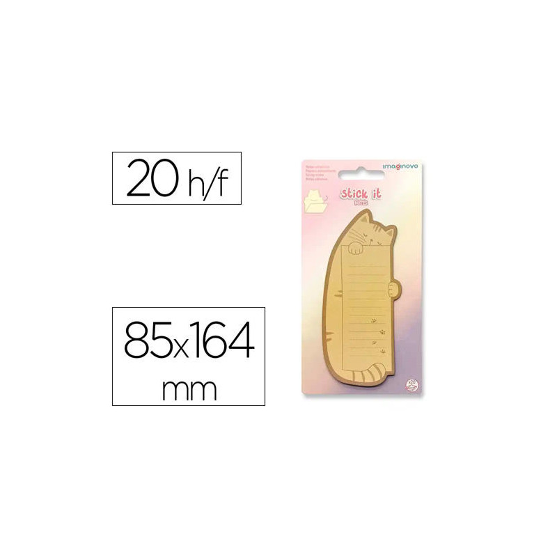 BLOC NOTAS ADHESIVAS IMAGINOVO LETTER CON MENSAJE TRASERO GATO 20 HOJAS 85X164 MM