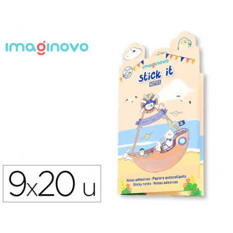 NOTAS ADHESIVAS IMAGINOVO STICK IT! NOTEBOOK 20 NOTAS ADHESIVAS PIRATA TAMAÑOS SURTIDOS BANDERA