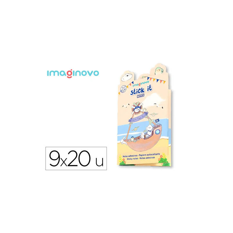 NOTAS ADHESIVAS IMAGINOVO STICK IT! NOTEBOOK 20 NOTAS ADHESIVAS PIRATA TAMAÑOS SURTIDOS BANDERA
