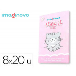 NOTAS ADHESIVAS IMAGINOVO STICK IT! NOTEBOOK 20 NOTAS ADHESIVAS GATITO TAMAÑOS SURTIDOS
