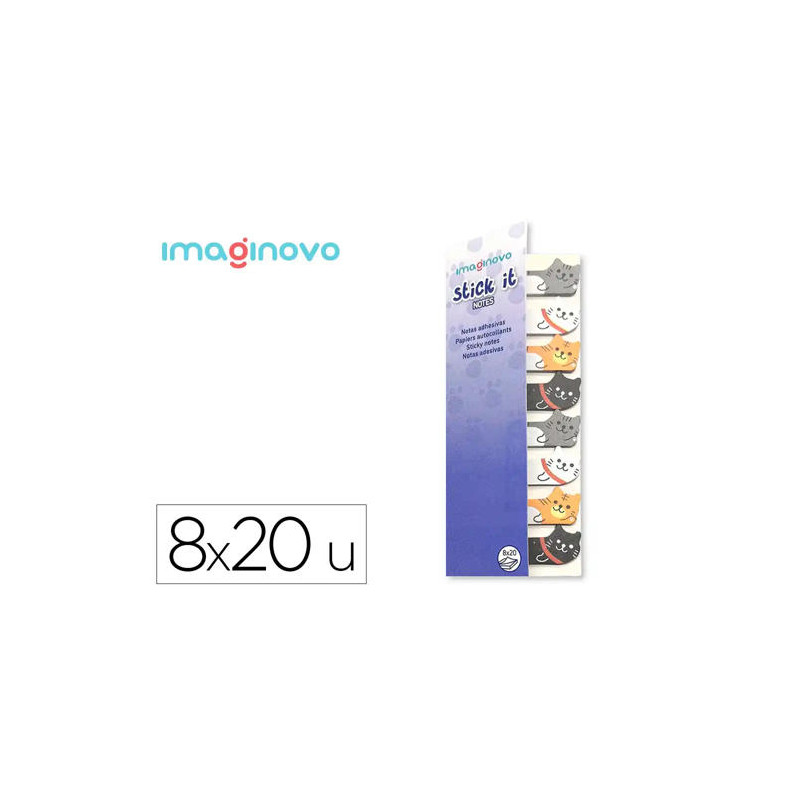 BLOC NOTAS ADHESIVAS IMAGINOVO MARCAPAGINAS GATO 120 HOJAS 8X15X48 MM