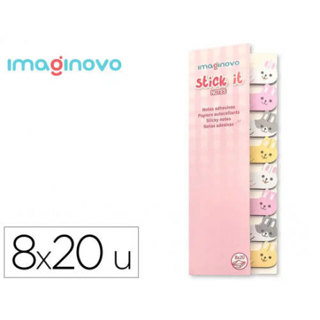 BLOC NOTAS ADHESIVAS IMAGINOVO MARCAPAGINAS CONEJO 120 HOJAS 8X15X48 MM