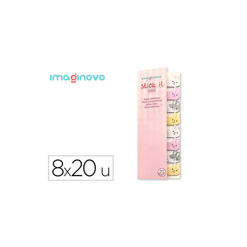 BLOC NOTAS ADHESIVAS IMAGINOVO MARCAPAGINAS CONEJO 120 HOJAS 8X15X48 MM