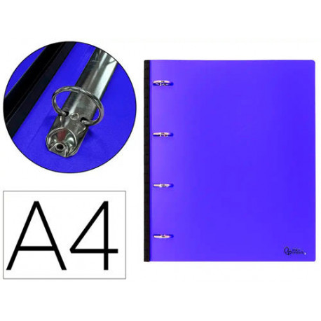 CARPETA LIDERPAPEL 4 ANILLAS REDONDAS 25 MM POLIPROPILENO DIN A4 ULTRA COMPACTA CON LOMO EXTENSIBLE 