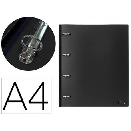 CARPETA LIDERPAPEL 4 ANILLAS REDONDAS 25 MM POLIPROPILENO DIN A4 ULTRA COMPACTA CON LOMO EXTENSIBLE 