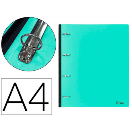 CARPETA LIDERPAPEL 4 ANILLAS REDONDAS 25 MM POLIPROPILENO DIN A4 ULTRA COMPACTA CON LOMO EXTENSIBLE 