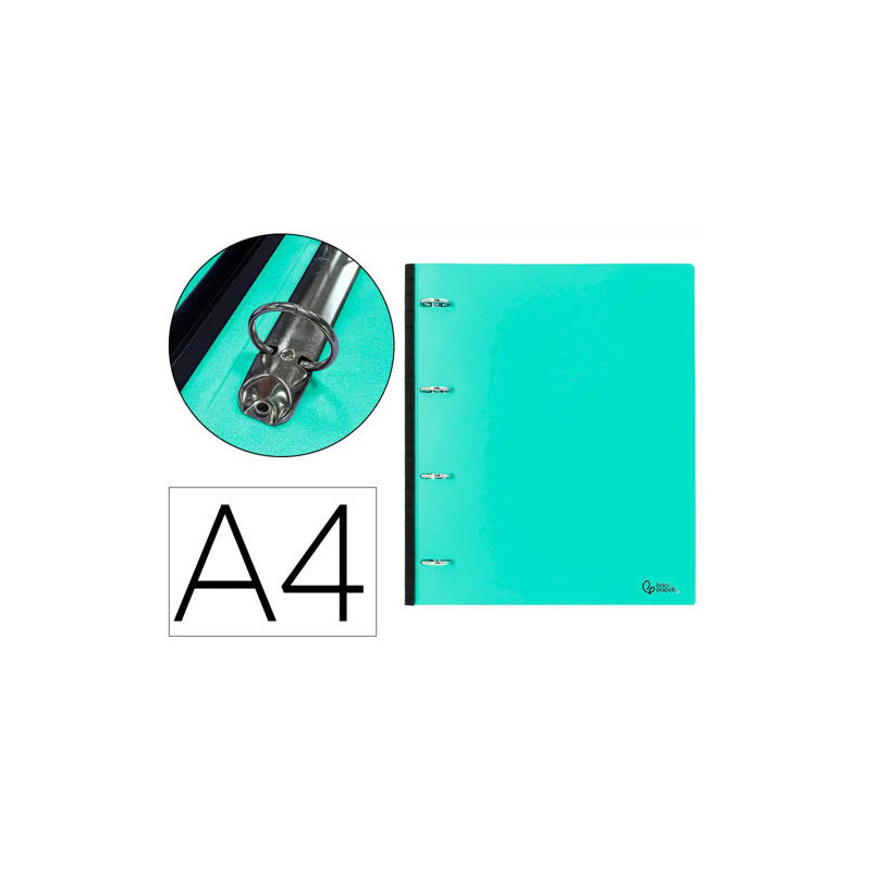 CARPETA LIDERPAPEL 4 ANILLAS REDONDAS 25 MM POLIPROPILENO DIN A4 ULTRA COMPACTA CON LOMO EXTENSIBLE 
