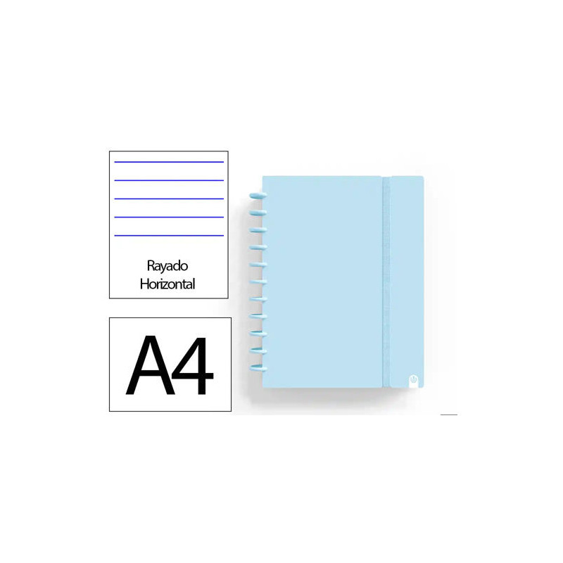 CUADERNO INGENIOX FOAM A4 80H RAYADO HORIZONTAL AZUL PASTEL