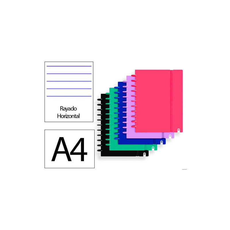 CUADERNO INGENIOX FOAM A4 80H RAYADO HORIZONTAL COLORES INTENSE SURTIDOS