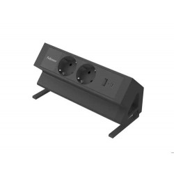 REGLETA FELLOWES SOBREMESA 1 TOMA + USB A/C NEGRO