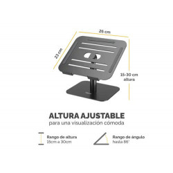 SOPORTE PARA PORTATIL FELLOWES ALUMINIA CON PEANA NEGRO 280X245X65 MM