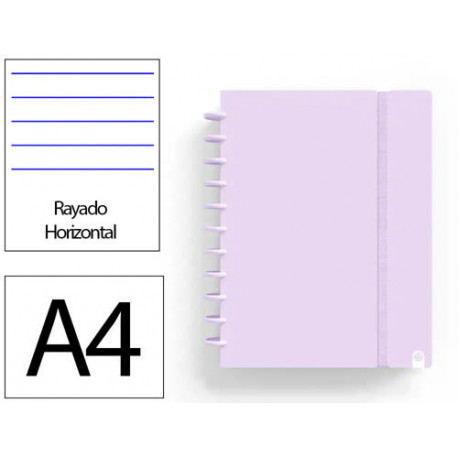 CUADERNO INGENIOX FOAM A4 80H RAYADO HORIZONTAL MALVA PASTEL