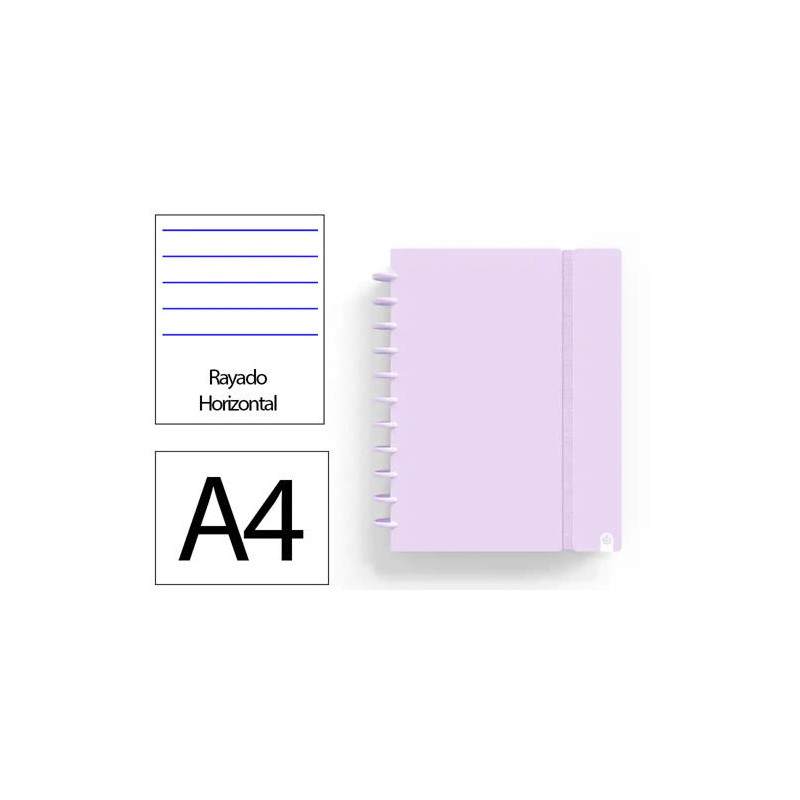 CUADERNO INGENIOX FOAM A4 80H RAYADO HORIZONTAL MALVA PASTEL