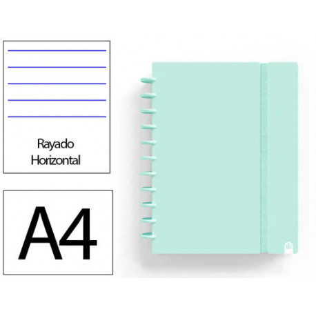 CUADERNO INGENIOX FOAM A4 80H RAYADO HORIZONTAL MENTA PASTEL