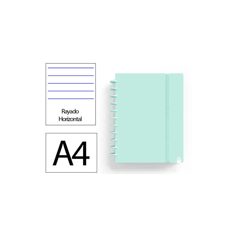 CUADERNO INGENIOX FOAM A4 80H RAYADO HORIZONTAL MENTA PASTEL
