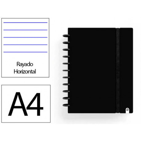 CUADERNO INGENIOX FOAM A4 80H RAYADO HORIZONTAL NEGRO