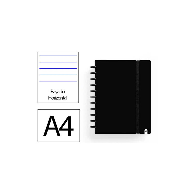 CUADERNO INGENIOX FOAM A4 80H RAYADO HORIZONTAL NEGRO