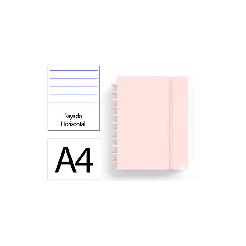 CUADERNO INGENIOX FOAM A4 80H RAYADO HORIZONTAL ROSA PASTEL