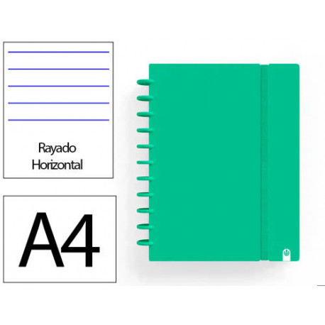 CUADERNO INGENIOX FOAM A4 80H RAYADO HORIZONTAL VERDE