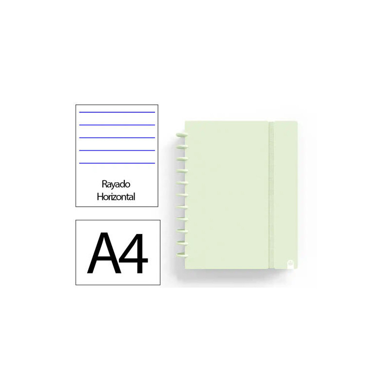 CUADERNO INGENIOX FOAM A4 80H RAYADO HORIZONTAL VERDE PASTEL