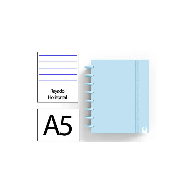 CUADERNO INGENIOX FOAM A5 80H RAYADO HORIZONTAL AZUL PASTEL